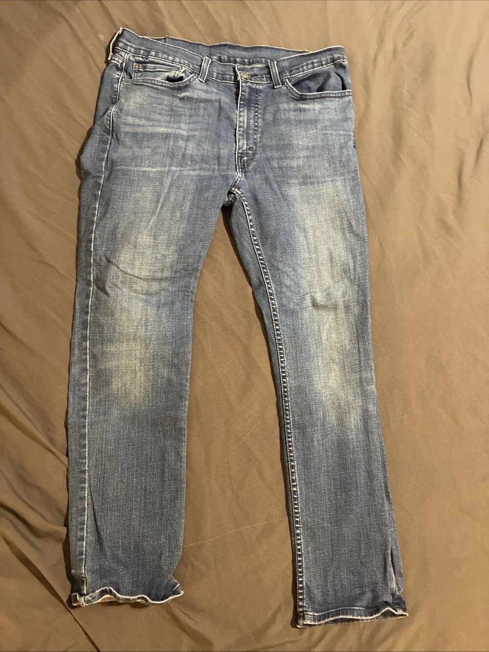 Levis 514 Jeans Men's 36X32 Straight Light Wash Denim Pants Distressed